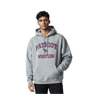Champion Patriot Wrestling Hoodie Mens XL Gray Pullover Sweatshirt High School
